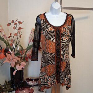 NEW Simon Chang Women’s Multi Color Blouse Top ¾ Sleeve Top 10